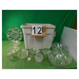 Vintage Glass Serving Trays & Bowls (tote W/ lid