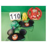 2 Mickey Mouse Hats - Hulk Toy - Big Bird -