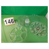 Assorted Clear vintage Glass W/ Lazy Susan Dish -