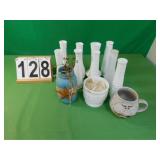 Milk Glass Vases - Blue Vase