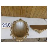 Gold Mirror 29" T X 19" - Gold Shelf 6.5" T -