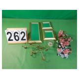 Set Of Mirrors - Gilded Rope Brass Stand Set -