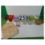 Vintage Glass Ware - Red Decorative Bowl - Cloth-