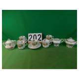 Vintage Tea Cups ~ Cream & Sugar Rose & Gold Print