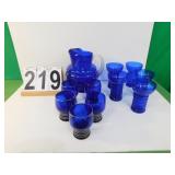 Cobalt Blue Pitcher & Glasses