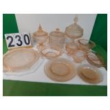 Pink Depression Glass Includes Compote