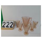 Vintage Jeanette Pitcher & 5 Glasses (Some Chipped