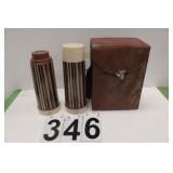 Vintage Thermos Set With Carry Bag