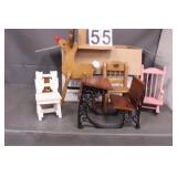 Box W/ Wood Decor Includes Doll Chairs - Doll Desk