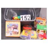 Gray Tote Of Fisher Price Toys