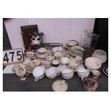Blue Tote w/ Cups ~ Saucers ~ Vases ~