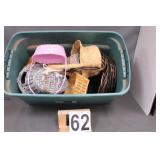 Green Tote W/ Pink Lid W/ Wicker Baskets
