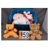 Blue Tote Of Stuffed Animals Includes Halloween -