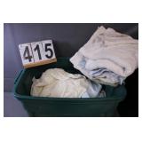 Green tote W/ Towels - Sheets Unknown Size