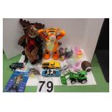 Box Of Toys Includes Tigger, Toy Cars, & Moose
