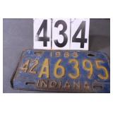 1963 Indiana License Plate