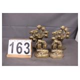 Brass Owl Book Ends - Brass Floral Book Ends
