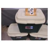 3 Totes w/ Lids(Dark Green w/ Tan Lids)