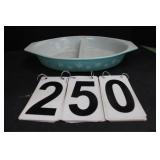 Pyrex Turquoise Snowflake 1.5 Quart Divided Dish