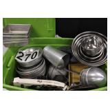 Green Tote w/ Pie Pans ~ Cake Pans ~ Mixing Bowls~