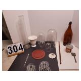 Large Amber Bottle ~ Glass Domes ~ Milk Glass -