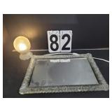Glass Framed Lamp ~ Art Deco Lamp W/ Rose
