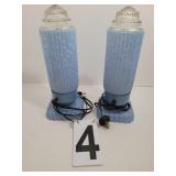 Pair Of Art Deco Glass Lamps 11.5"