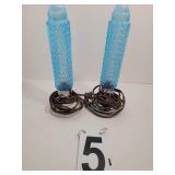 Pair Of Art Deco Glass Lamps 12"