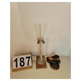 Yard Of Ale Glasses ~ Brass Baby Shoe Trinket -