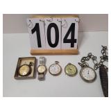 Group Of Pocket Watches Includes 7 Jewel Hamilton