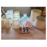 Group Of Lamp Shades With One Pink Polka Dot