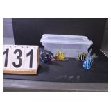 Shoe Box Tote W/ 4 Fish Paper Weights Blue One-