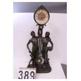 French Style Tetron Mantel Clock W/ Maiden Figures