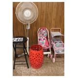 Oscillating Fan ~ Stool ~ 2 Doll Strollers