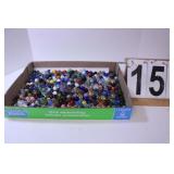 Flat Of Multi Colored Marbles Includes Big Green -
