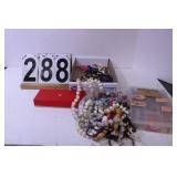 Costume Jewelry W/ Box Of Craft/ Jewelry Beads