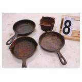3 6.5' Cast Iron Skillets ~ Cast Iron Butter Pots