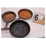 3 Cast Iron Skillets 9' 10.5' 11' (Needs Seasoned)