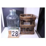 Vintage Water Jug & Crate