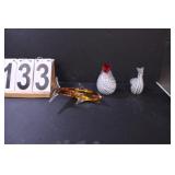 3 Glass Paper Weights Includes Zebra -