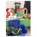 Blue Tote of Christmas Decor Includes Bear ~
