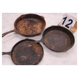 2 Cast Iron Skillets 12' 13.5' ~ Cast Iron Griddle