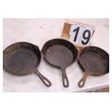 3 -  8' Cast Iron Skillets