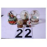 3 Musical Snow Globes ~ 2 Small Snow Globes