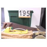 Green Tote W/ Burlap - Hand Saws - Sprinklers