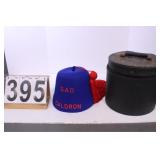 Vintage Masonic Fez Hat  W/ Hat Box