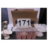 Box W/ 2 Milk Glass Fruit Bowl - Lefton Basket -