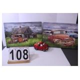 2 Red Truck Pictures - Red Truck Decor