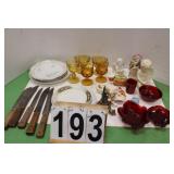 Plates ~ Amber Glasses ~ Ruby Red Glassware ~