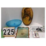 Blue Bowl ~ Jesus Picture ~ Country Music Plate ~